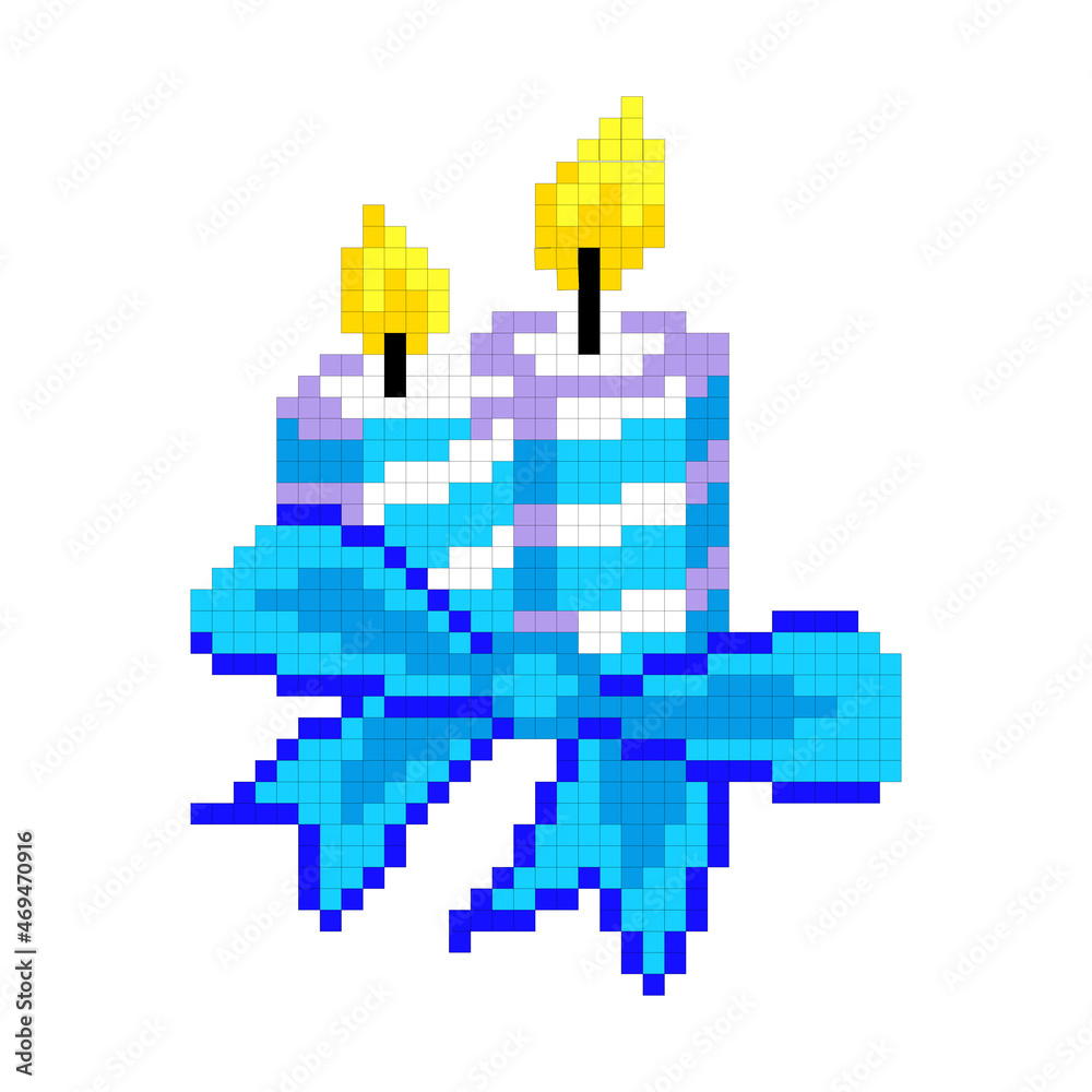 Festive burning candle tied with a bow. Pixel. eps 10 Festive burning candle tied with a bow. Pixel. eps 10