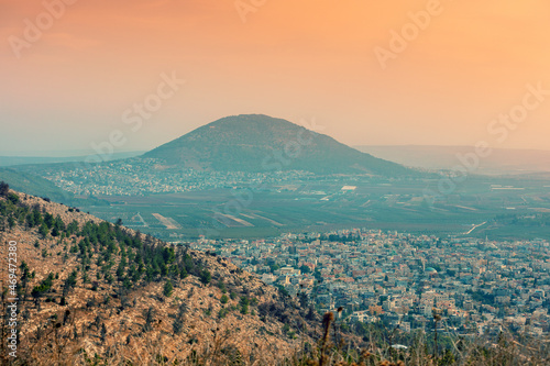 Bild auf Leinwand View from Mount Precipice to the Tavor mountain reserve and the Arab villages of