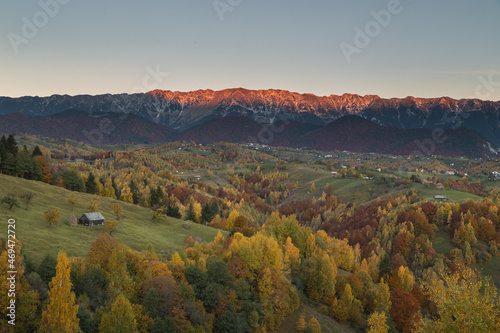 Mountain rural landscape with autumn colors In Brasov county  Romania