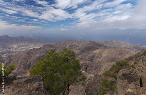 Gran Canaria, landscape of the central montainous part of the island, Las Cumbres, ie The Summits, hiking route to Altavista, aboriginal name Azaenegue, mountain in Artenara municipality
