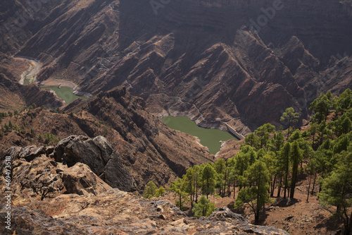 Gran Canaria, landscape of the central montainous part of the island, Las Cumbres, ie The Summits,
hiking route to Altavista, aboriginal name Azaenegue, mountain in Artenara municipality 
 photo