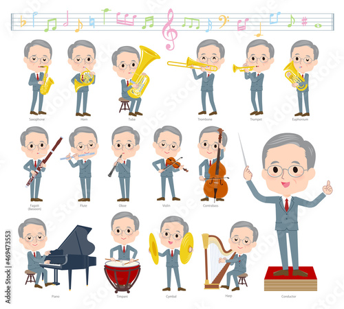 クラシック音楽演奏に関するビジネスシニア男性のセット