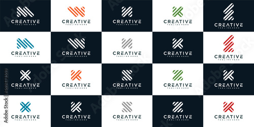 Set OF Creative line logo design template. Monogram logo design collection