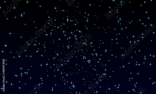 Dark Night Sky With Failing Stars. Starry Night with Blue White Star. infinity dark blue space background 