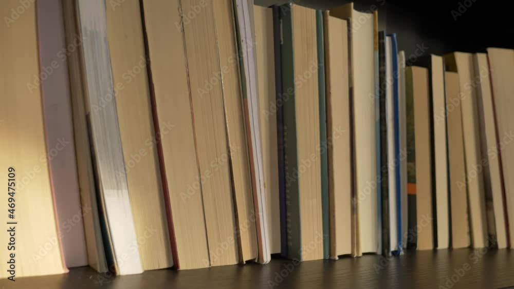 View on books on the shelf at home View on books on the shelf at home