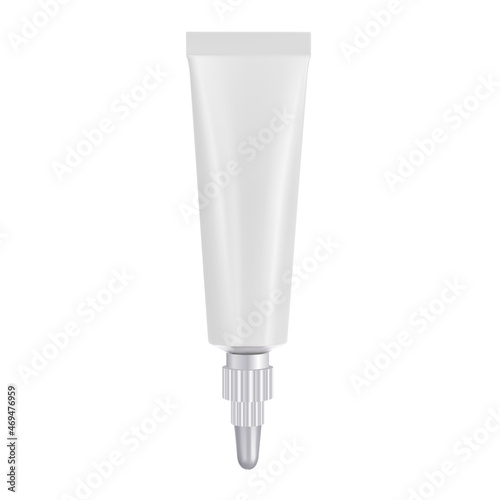 Eye serum tube. Super glue gel packaging mockup. Nozzle ointment needle container. Cyanoacrylate superglue applicator blank. Small squeeze package for retinol ointment photo