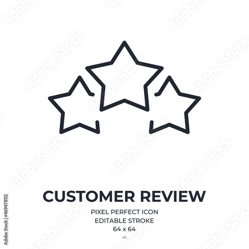 Customer review and client experience concept editable stroke outline icon isolated on white background flat vector illustration. Pixel perfect. 64 x 64.