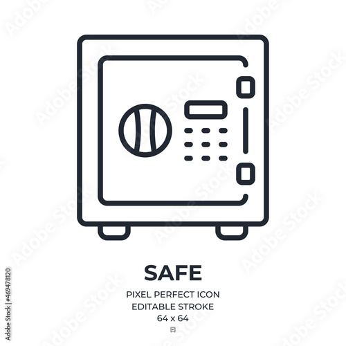 Safe editable stroke outline icon isolated on white background flat vector illustration. Pixel perfect. 64 x 64.