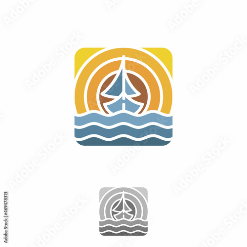 Colorful design sailing ship logo for element design