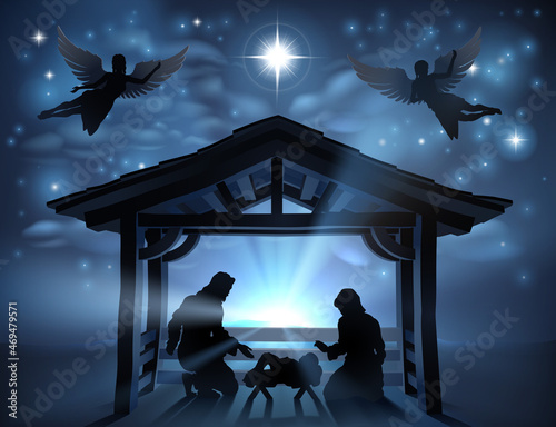 Christmas Nativity Scene Jesus Manger Silhouette