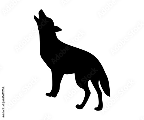 black silhouette of a howling wolf