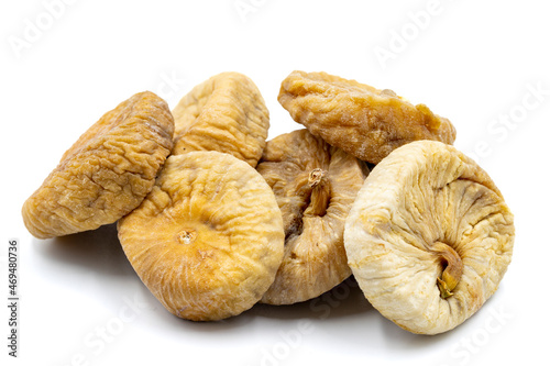 Dried figs isolated on white background. Tasty snack figs. Close up