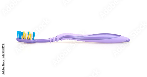 Violet toothbrushes isolated on a white background