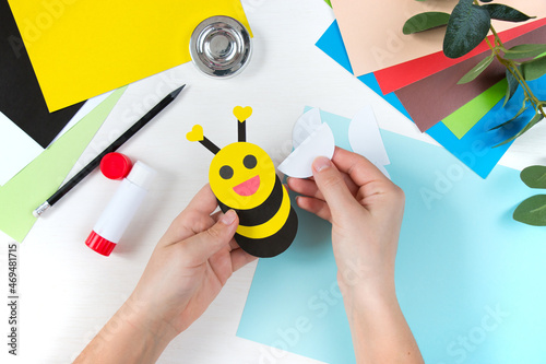 Colorful paper bee. Children's crafts for mother's day. Step-by-step instruction. Step 9.