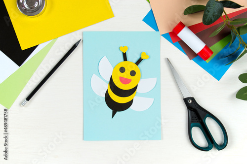 Colorful paper bee. Children's crafts for mother's day. Step-by-step instruction. Step 9.