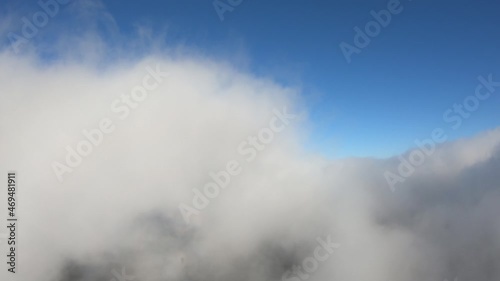 Sky and clouds. The flight is through the cloudy sky.