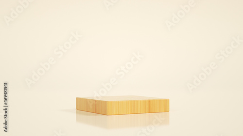 Wooden podium in rectangular shape - 3D rendering