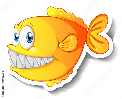 Cartoon fish with big fangs cartoon sticker
