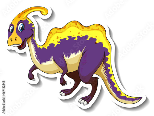 Parasaurolophus dinosaur cartoon character sticker