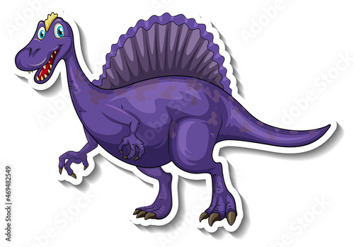 Spinosaurus dinosaur cartoon character sticker