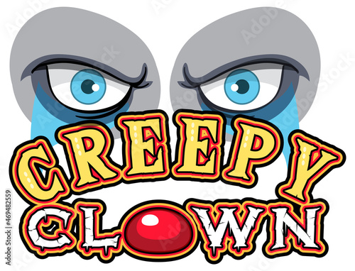 Creepy clown word logo with clown eyes