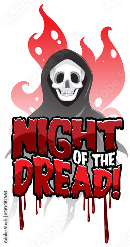 Night of the dread word banner with skeleton ghost