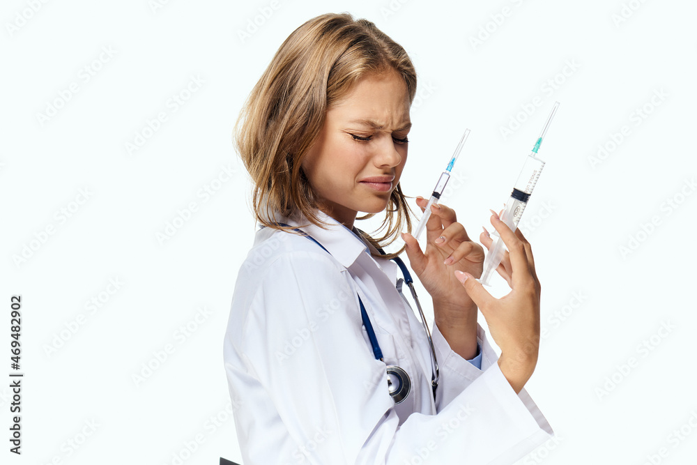 female doctor white coat research analyzes laboratory diagnostics female doctor white coat research analyzes laboratory diagnostics