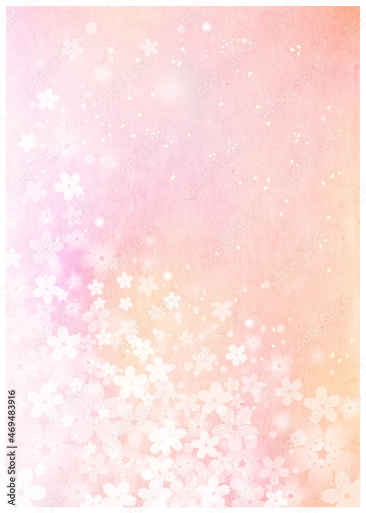 桜_ピンク和紙背景