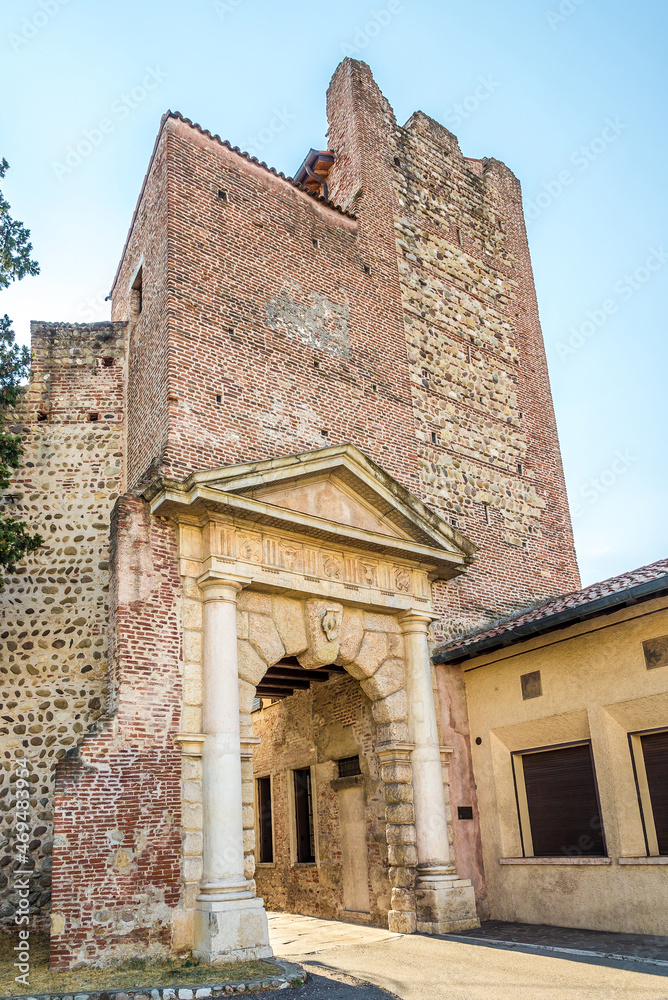 View at the Gate of Thanks in the streets of Bassano del Grappa in Italy