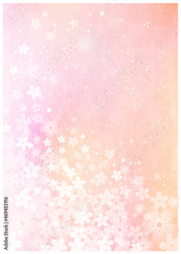 桜_ピンク和紙背景
