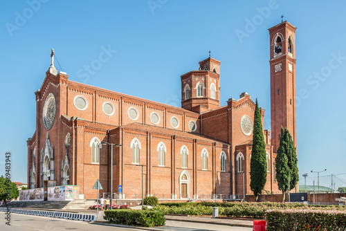 Fototapeta Naklejka Na Ścianę i Meble -  View at the Ossario Temple (War Memorial) in the streets of Bassano del Grappa, Italy