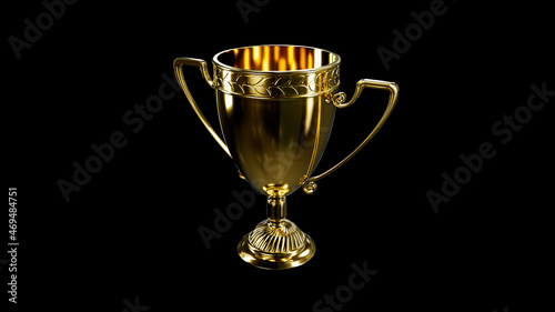 pretty golden reward chalice - contest achievement sign, isolated - object 3D illustration