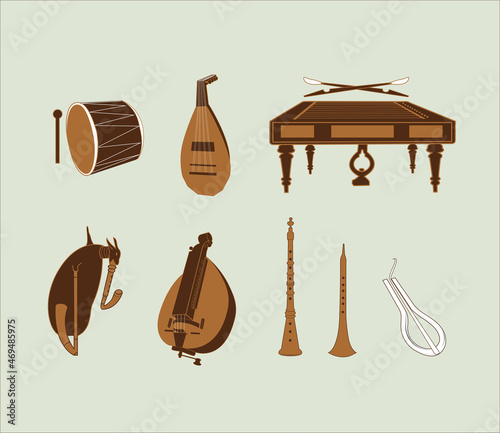 Balkan Hungarian Traditional Folk Instruments vector illustration pack photo