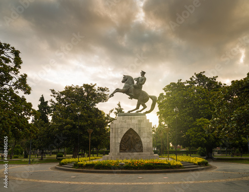 Samsun, Turkey. July 12, 2021 : Ataturk Monument at sunrise. Statue of Honor or Atatürk Monument is a monument situated in Samsun. dedicated to the landing of Mustafa Kemal in Samsun for the Turkish W