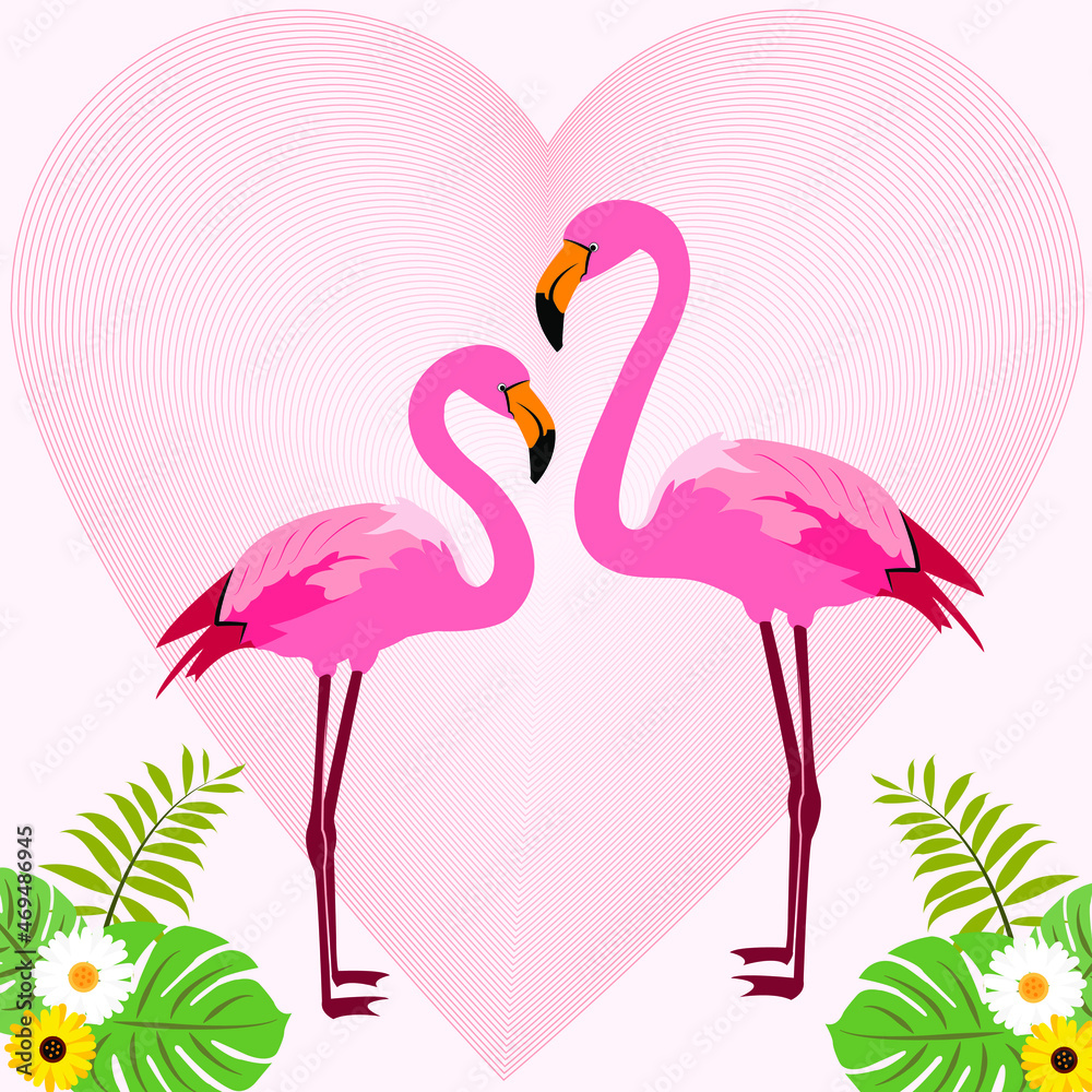 Fototapeta premium pink flamingo in water background in blue color