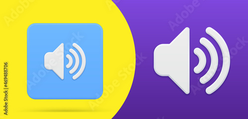 Loudspeaker volume sound user interface indicator simple 3d icon button set vector illustration
