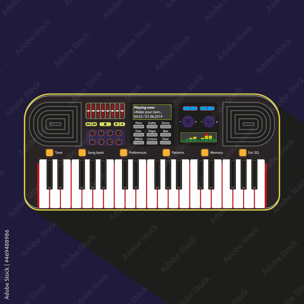 Isolated image of an electronic piano, synthesizer. Vector illustration Isolated image of an electronic piano, synthesizer. Vector illustration