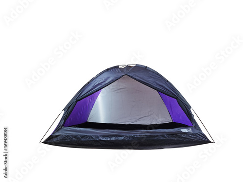 black and purple travel tent isolated on white background
