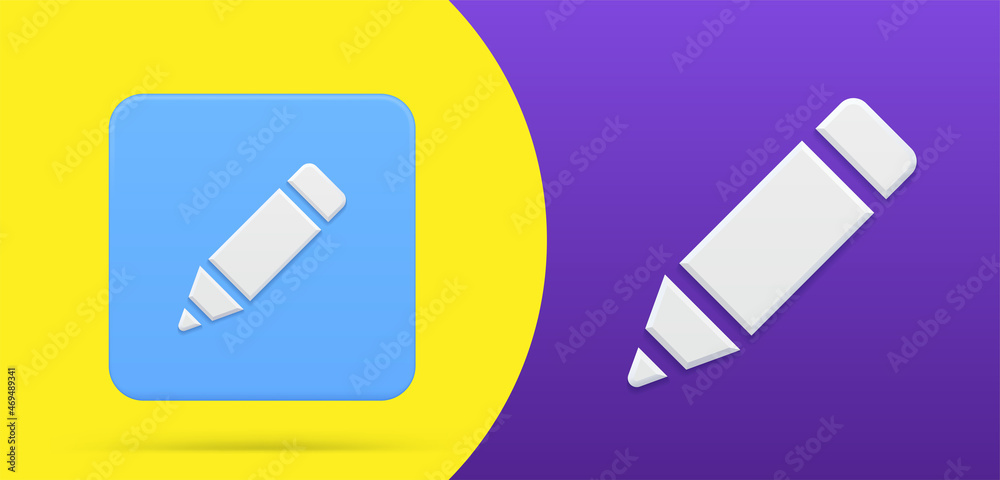 Simple pencil 3d icon button set vector illustration. Felt pen marker for drawing writing painting Simple pencil 3d icon button set vector illustration. Felt pen marker for drawing writing painting