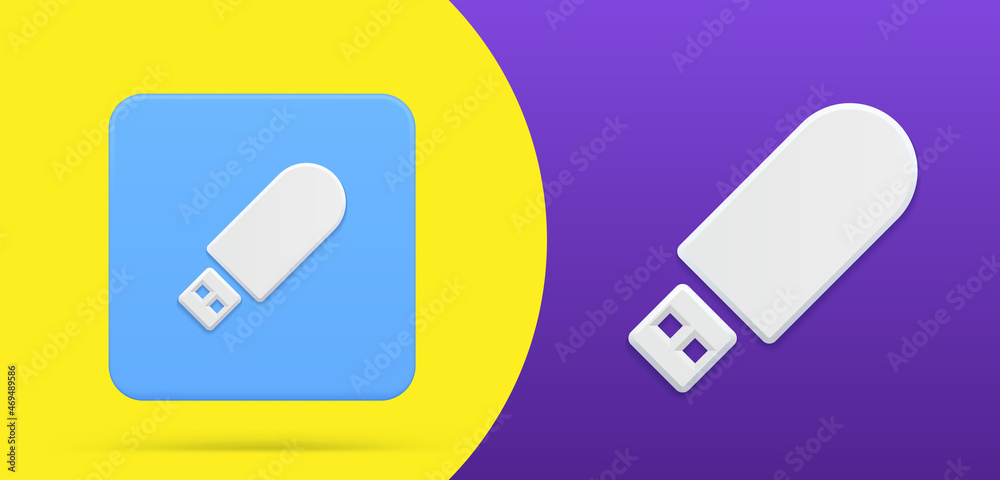 USB flash drive simple 3d icon vector illustration. Logotype of multimedia content storage USB flash drive simple 3d icon vector illustration. Logotype of multimedia content storage