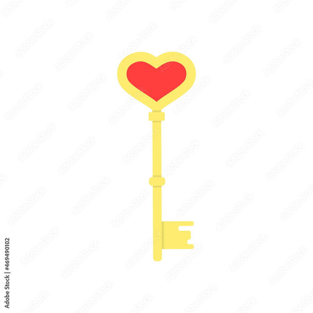 Key to the heart isolated on white. The concept of Valentine's day. Key to the heart isolated on white. The concept of Valentine's day.