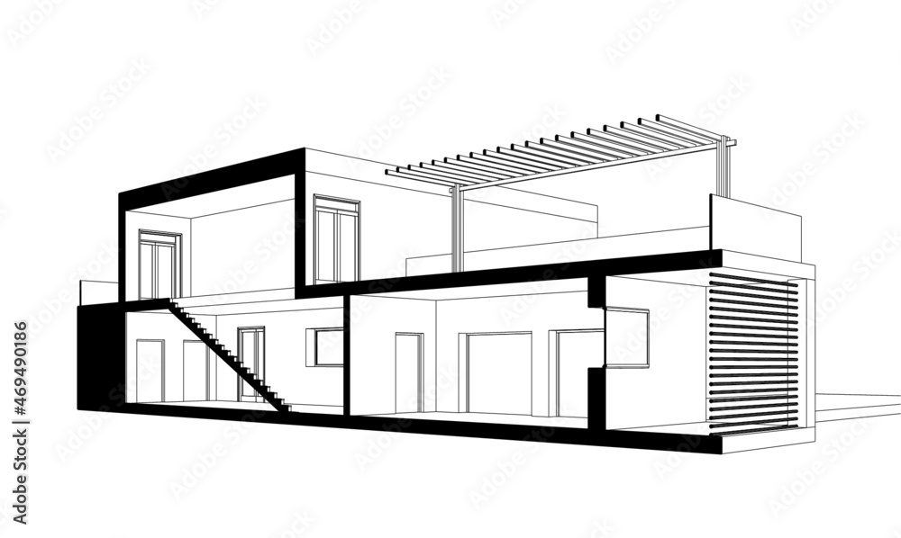Modern house architecture 3d illustration Modern house architecture 3d illustration
