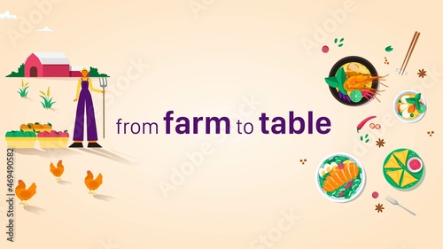 From Farm to Table Title, Ready for Animation, Editable Text Vector