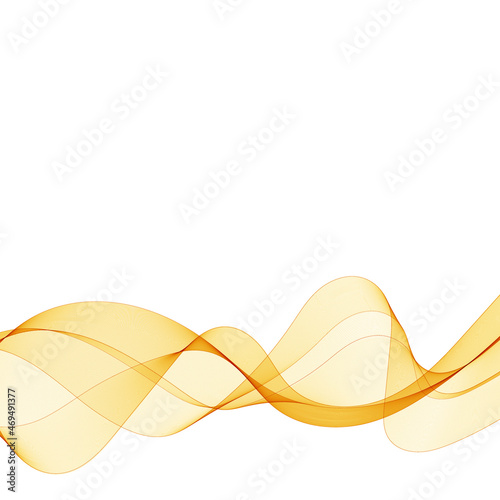 Yellow wavy transparent lines. Background wave. eps 10