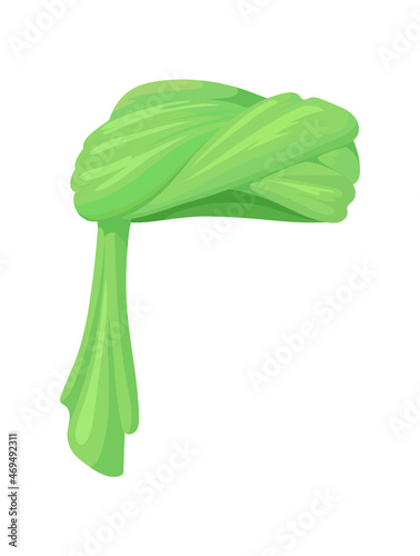 Green man turban. Arabian headdress, jaipur clothes, vector illustration