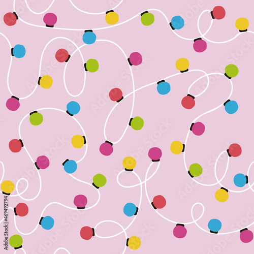 Christmas garland seamless pattern. Holiday print. Vector hand drawn illustration.