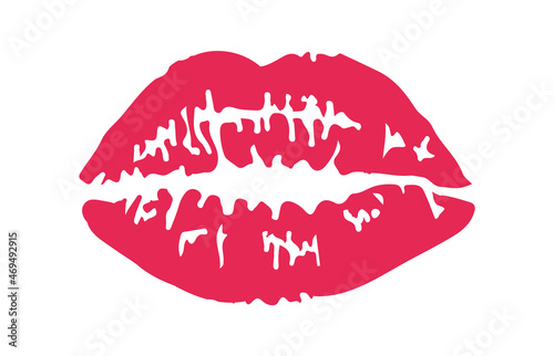 Kiss trail. Lipstick mark, pink mouth romantic lovers, silhouette, vector illustration