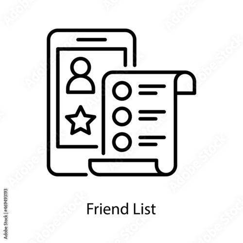 Friend List vector Outline Icon Design illustration. Social Media Symbol on White background EPS 10 File