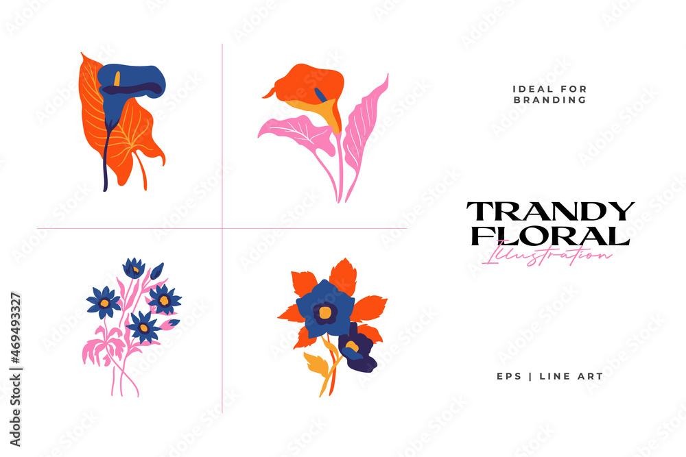 Botanical garden floral plants. Colorful flat vector illustration. Abstract contemporary modern trendy vector illustration. Perfect for posters, instagram posts, stickers.
