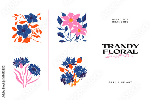 Botanical garden floral plants. Colorful flat vector illustration. Abstract contemporary modern trendy vector illustration. Perfect for posters, instagram posts, stickers.